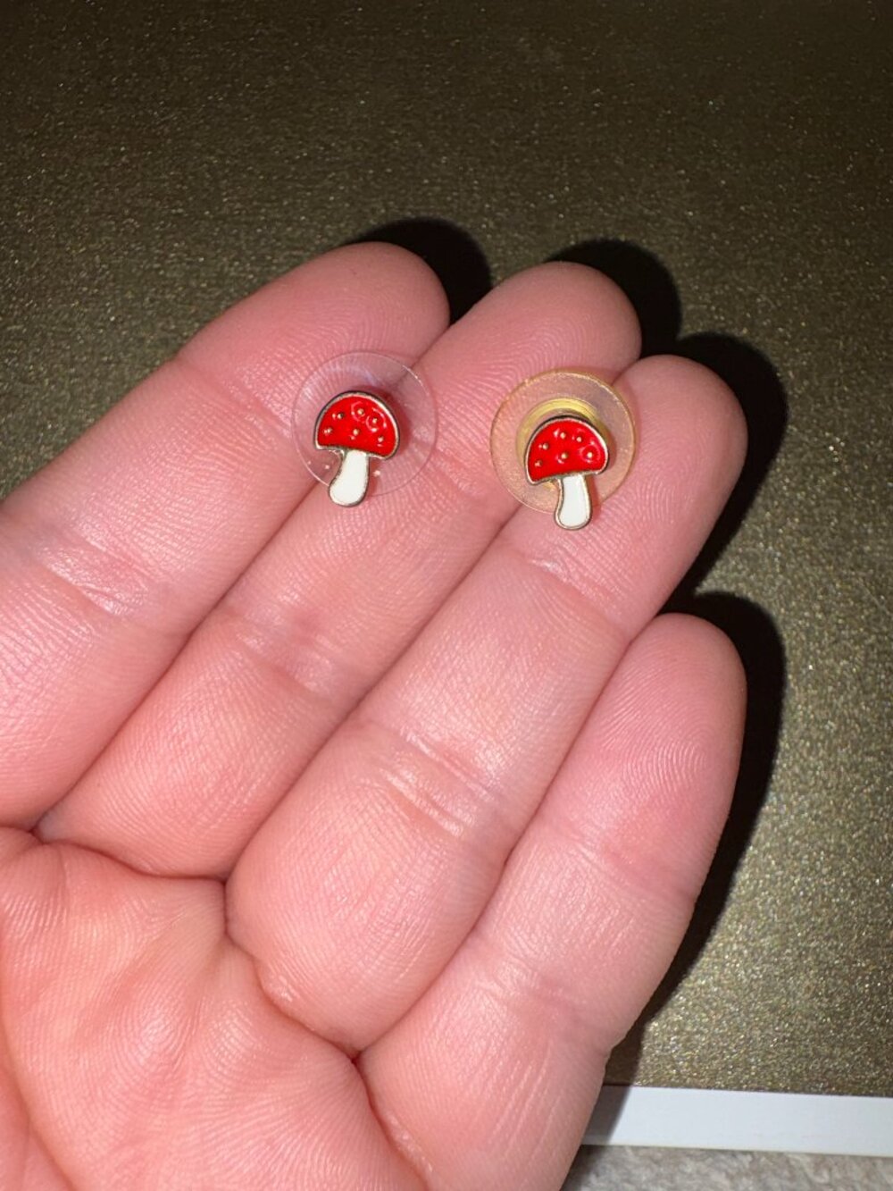 Gold Mushroom Stud Earrings